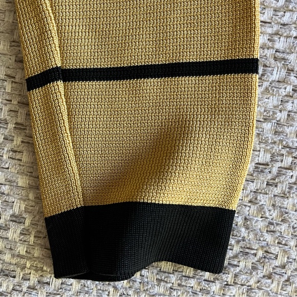 CACHE RIBBED METALLIC GOLD STRIPED SHIRT WOMENS SIZE SMALL - Picture 6 of 9